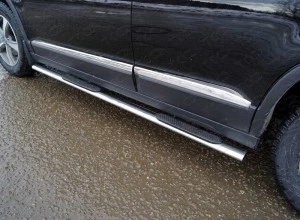 Пороги овальные с накладкой 75х42 мм для Haval H6