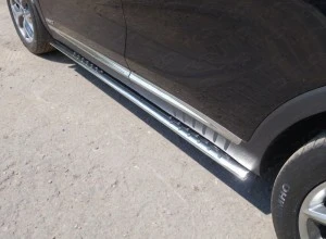 Пороги овальные с проступью 75х42 мм для Kia Sorento III Prime Рестайлинг