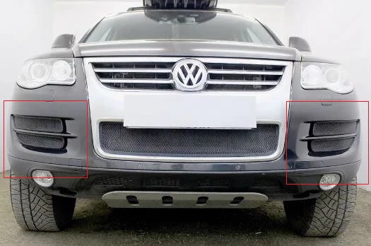 Защитная сетка радиатора боковые 4 части для Volkswagen Touareg I Рестайлинг