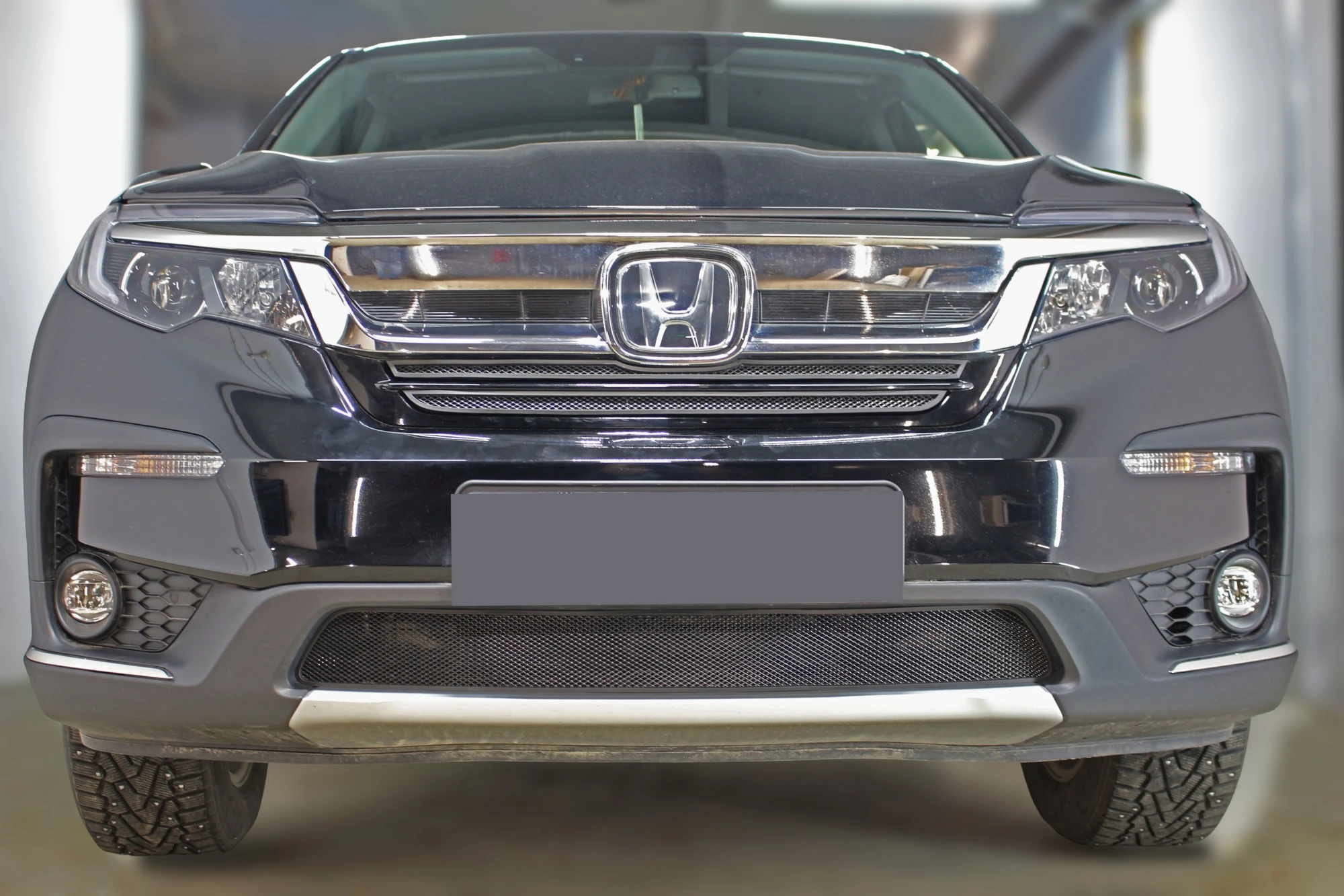 Комплект сеток black верх 2 части и низ для Honda Pilot III Рестайлинг