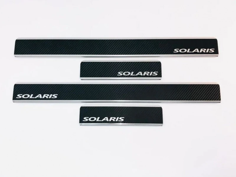 Накладки на пороги нержавеющая сталь под карбон 4шт. для Hyundai Solaris I  INOX INOX.HYUN.SOLRBR.2011.CARBON