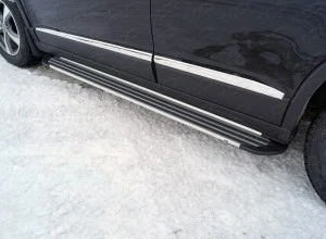 Пороги алюминиевые "Slim Line Silver" 1720 мм для Haval H6 Серебрянный ТСС HAVH615-20S