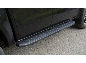 Пороги алюминиевые с пластиковой накладкой карбон 1920 мм для JAC T9 I  Черный