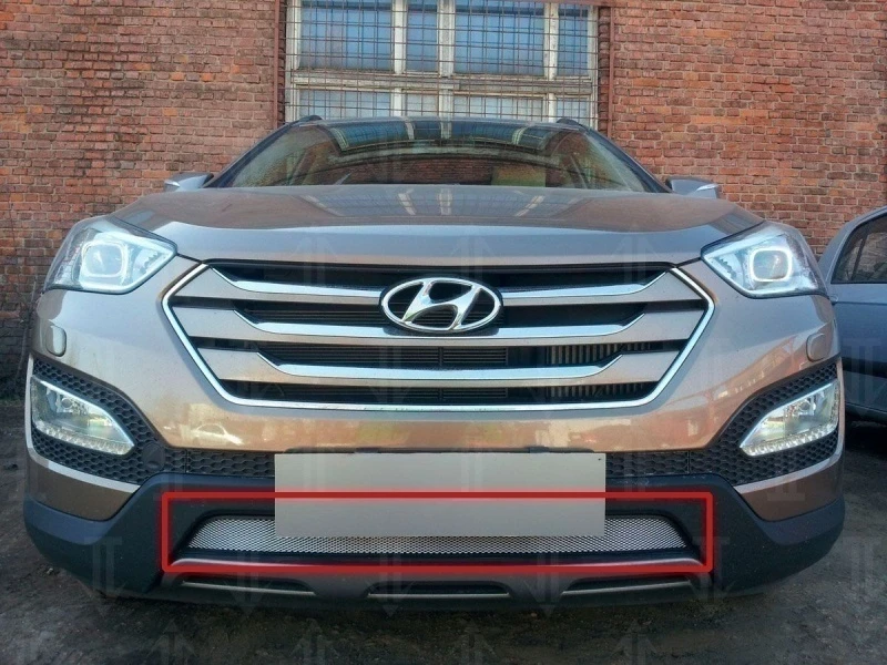 Защитная сетка радиатора для Hyundai Santa Fe III Хром Стрелка 11 HSF.chrome