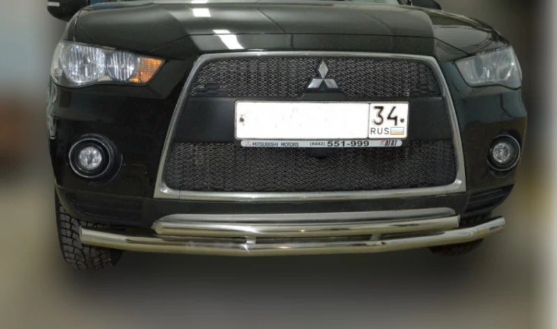 Защита переднего бампера двойная d60/42 мм для Mitsubishi Outlander II  Юко MSO.06.03