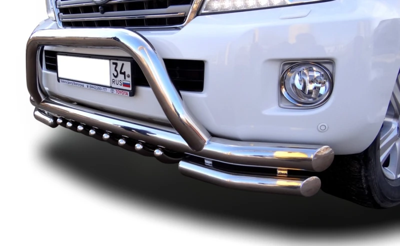 Защита переднего бампера зубья+скоба d76/60/42 мм для Toyota Land Cruiser 200 Series Рестайлинг 1  Юко TLC200.13.77