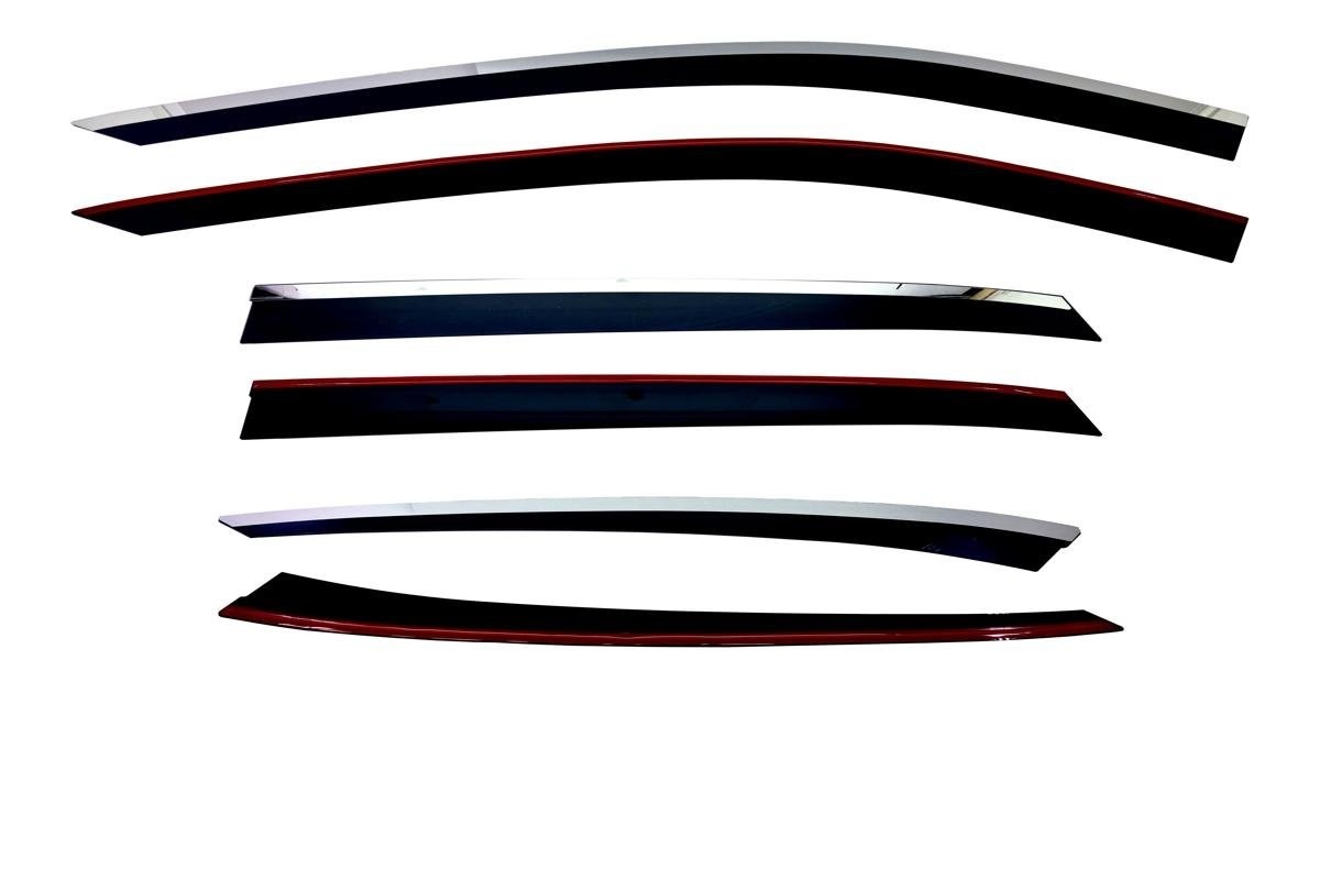 Дефлекторы окон 2D с хром накладками 6 шт. для Toyota Grand Highlander I