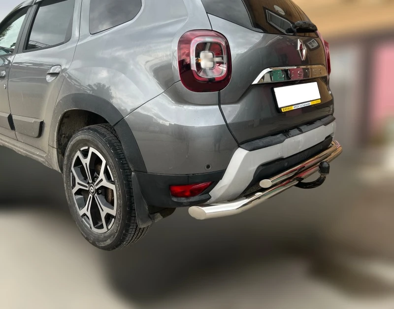Защита заднего бампера двойная под фаркоп d60/42 мм для Renault Duster II  Юко RD.21.15-1