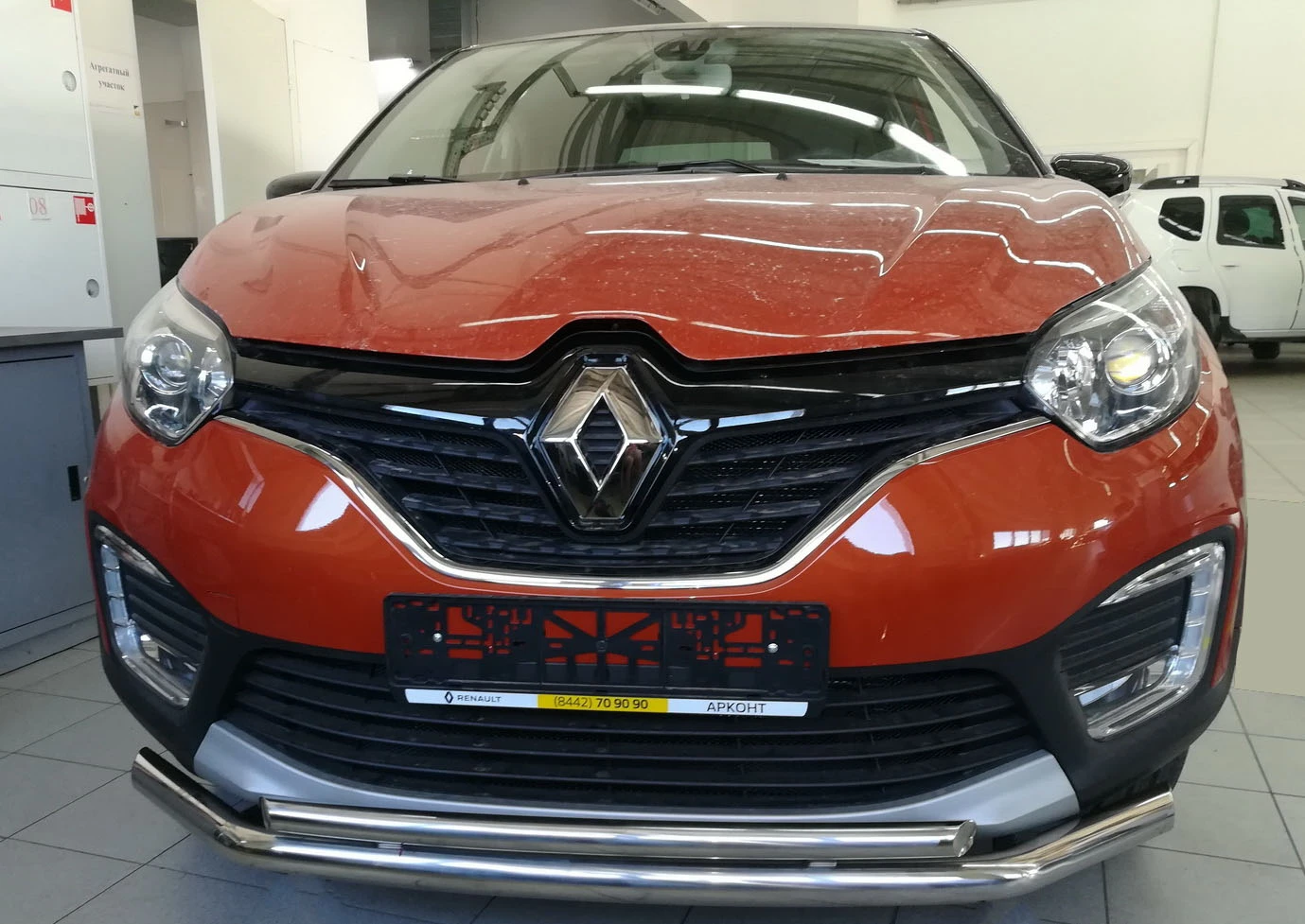Защита переднего бампера двойная d60/42 мм для Renault Kaptur I  Юко RK.17.03