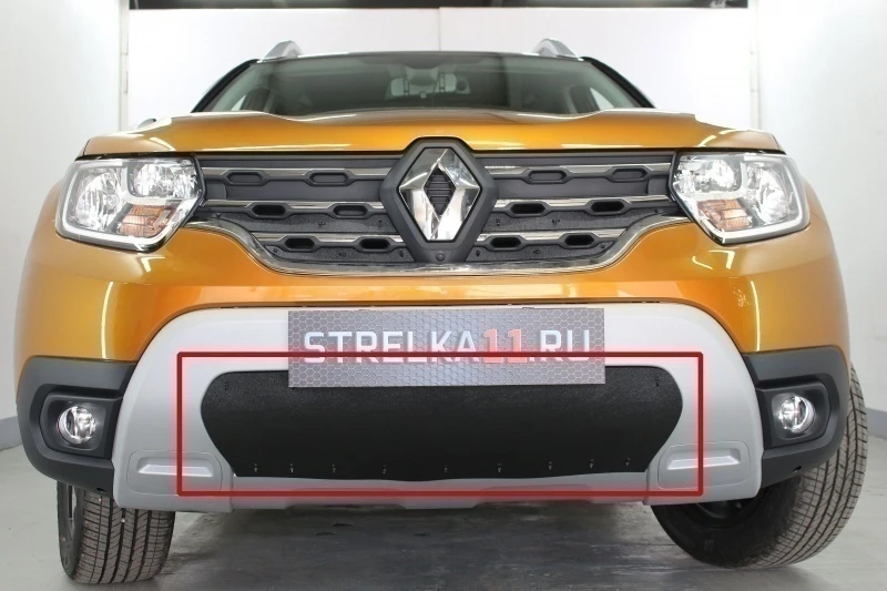 Зимняя заглушка радиатора на стяжке низ для Renault Duster II Черный Стрелка 11 ZZ.RDUS21.bot