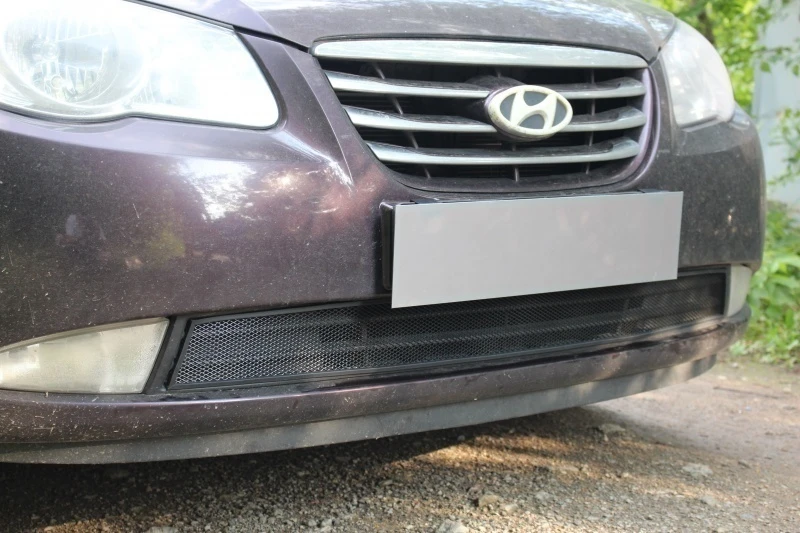 Защитная сетка радиатора низ для Hyundai Elantra IV (HD) Черный Стрелка 11 HELAN06.black