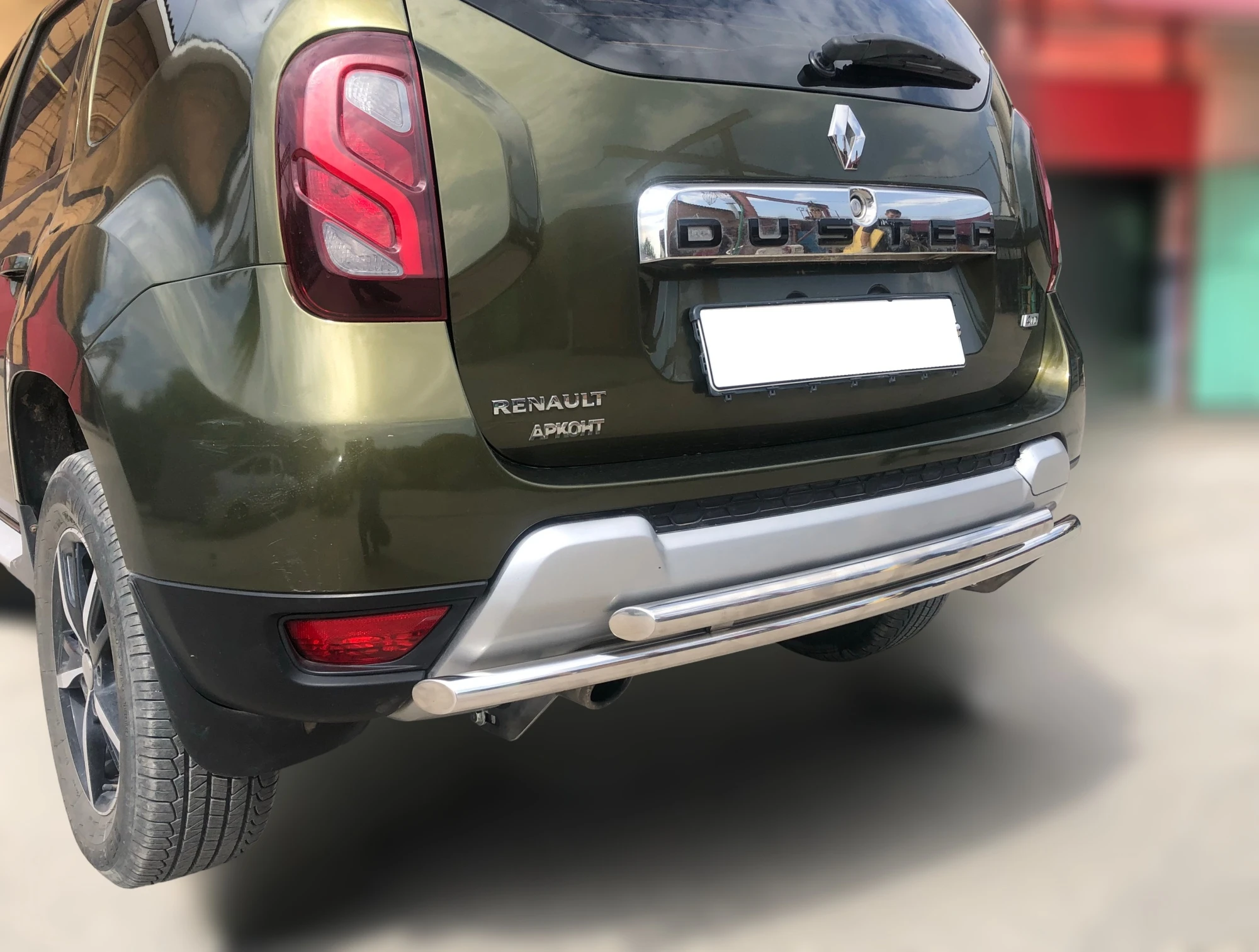 Защита заднего бампера двойная d42/42 мм для Renault Duster I Рестайлинг  Юко RD.17.17