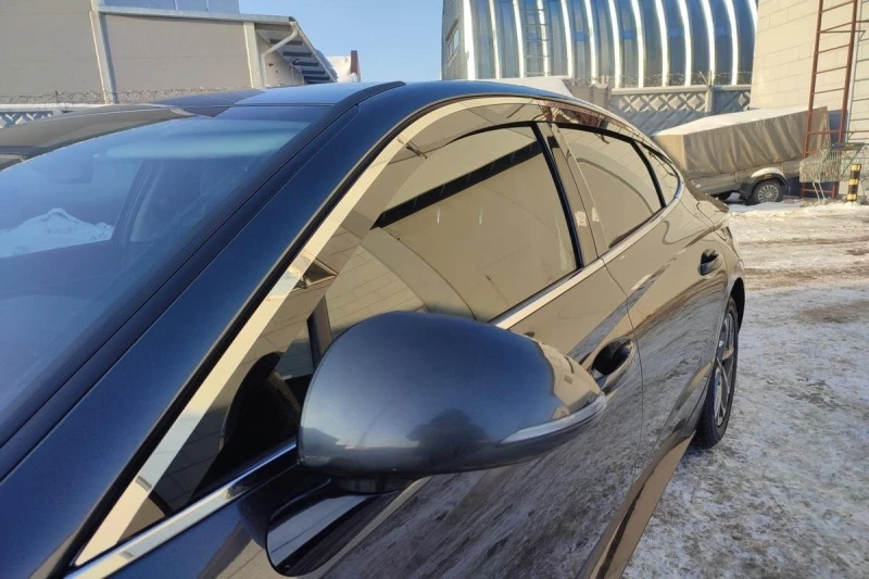 Дефлекторы окон с хром накладками 2D 6 шт для Hyundai Sonata VIII (DN8) Хром Стрелка 11 2D085-6C.S11