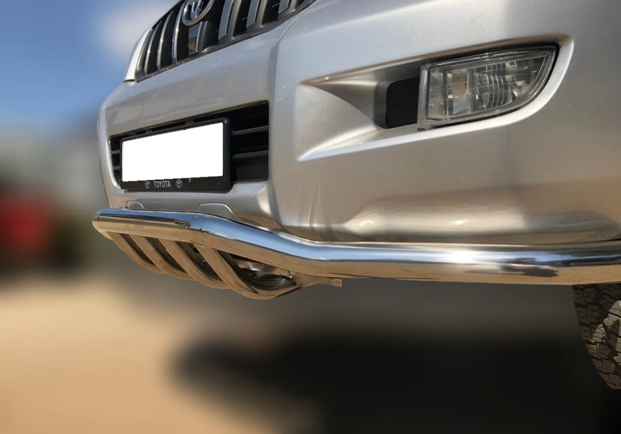Защита переднего бампера двойная волна+зубья d60/42 мм для Toyota Land Cruiser Prado 120 Series Рестайлинг  Юко TLCP120.03.80-1