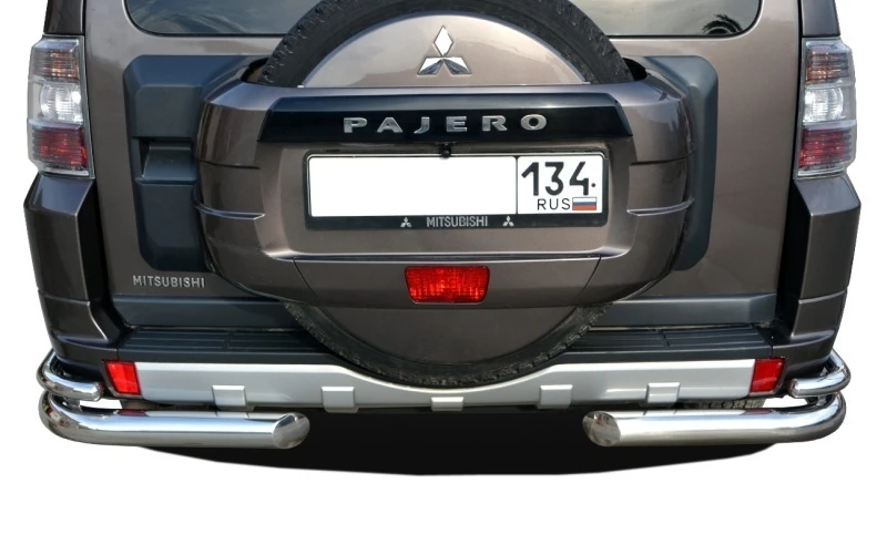 Защита заднего бампера двойная угловая d76/42 мм для Mitsubishi Pajero IV Рестайлинг 2  Юко MSP4.06.20