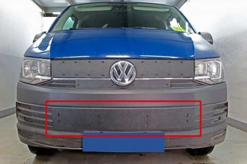 Зимняя заглушка радиатора на стяжке низ для Volkswagen Transporter T6 Черный Стрелка 11 ZZ.VWT6.15.bot