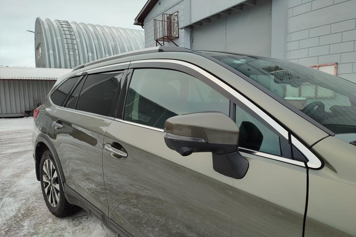 Дефлекторы окон с хром накладками 2D 6 шт для Subaru Outback V Рестайлинг