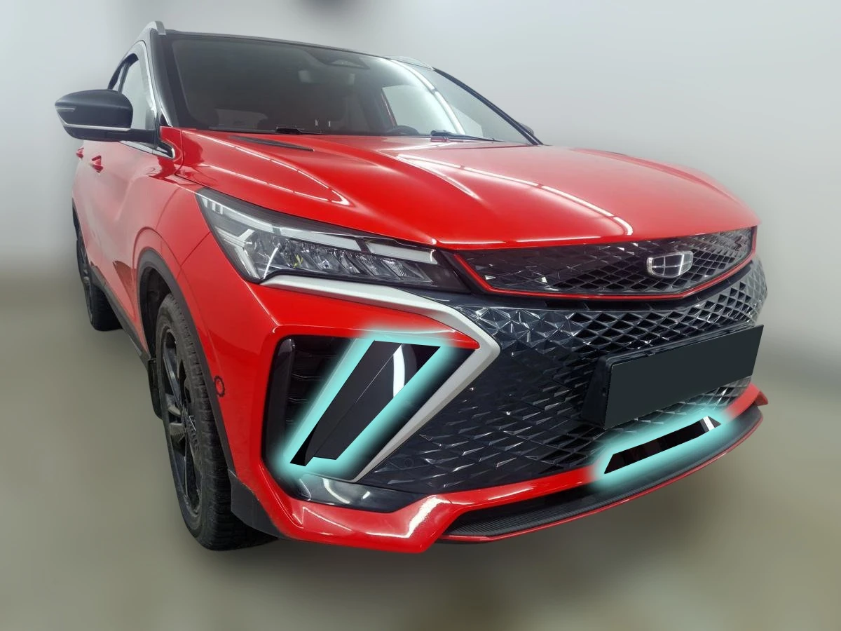 Накладки на передний бампер 7шт. для Geely Coolray I Рестайлинг Черный Стрелка 11 0089.dec