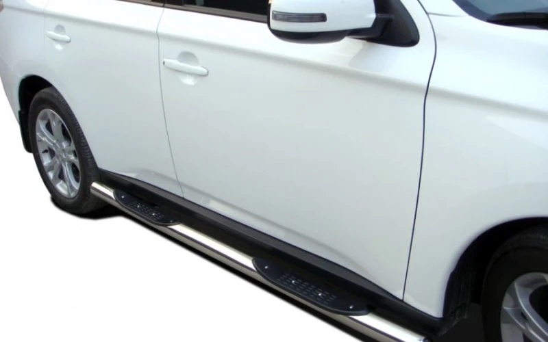 Пороги труба с проступью d76 мм для Mitsubishi Outlander II Рестайлинг  Юко MSO.10.93