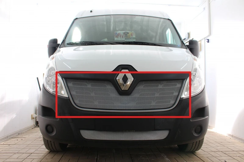 Защитная сетка радиатора верх для Renault Master III Рестайлинг Хром Стрелка 11 RMAS14.top.chrome
