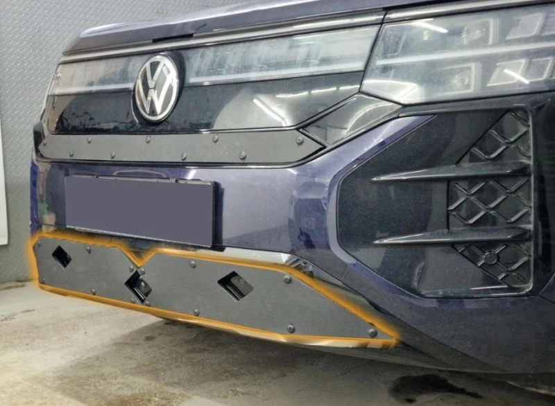 Зимняя заглушка радиатора к съемной сетке низ 2 части для Volkswagen Teramont II (China Market) Черный Стрелка 11 VWTERPRO25.bot