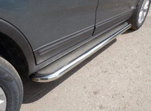 Пороги с площадкой (нерж. лист) 60,3 мм для Kia Sorento II Рестайлинг