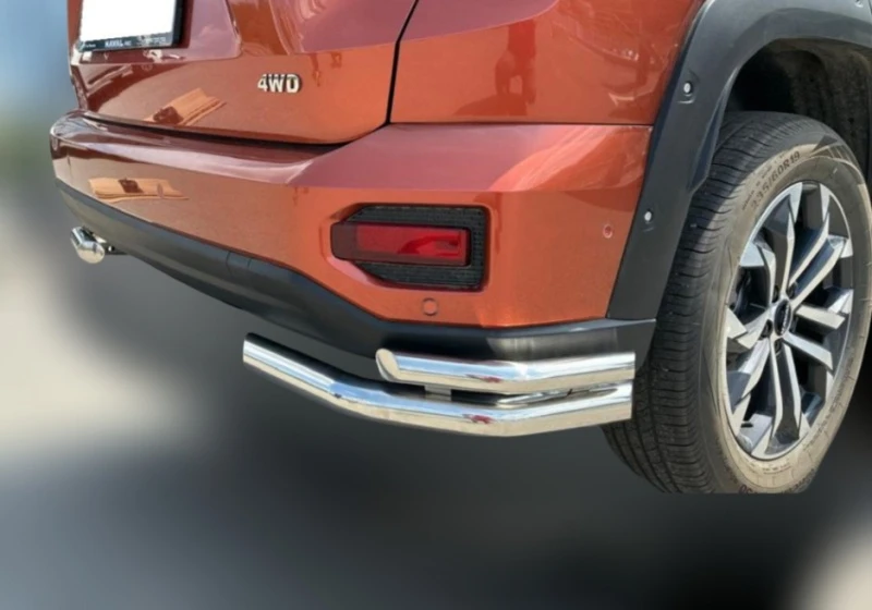 Защита заднего бампера угловая двойная d60/42 мм для Haval H7 I  Юко HVH7.25.20