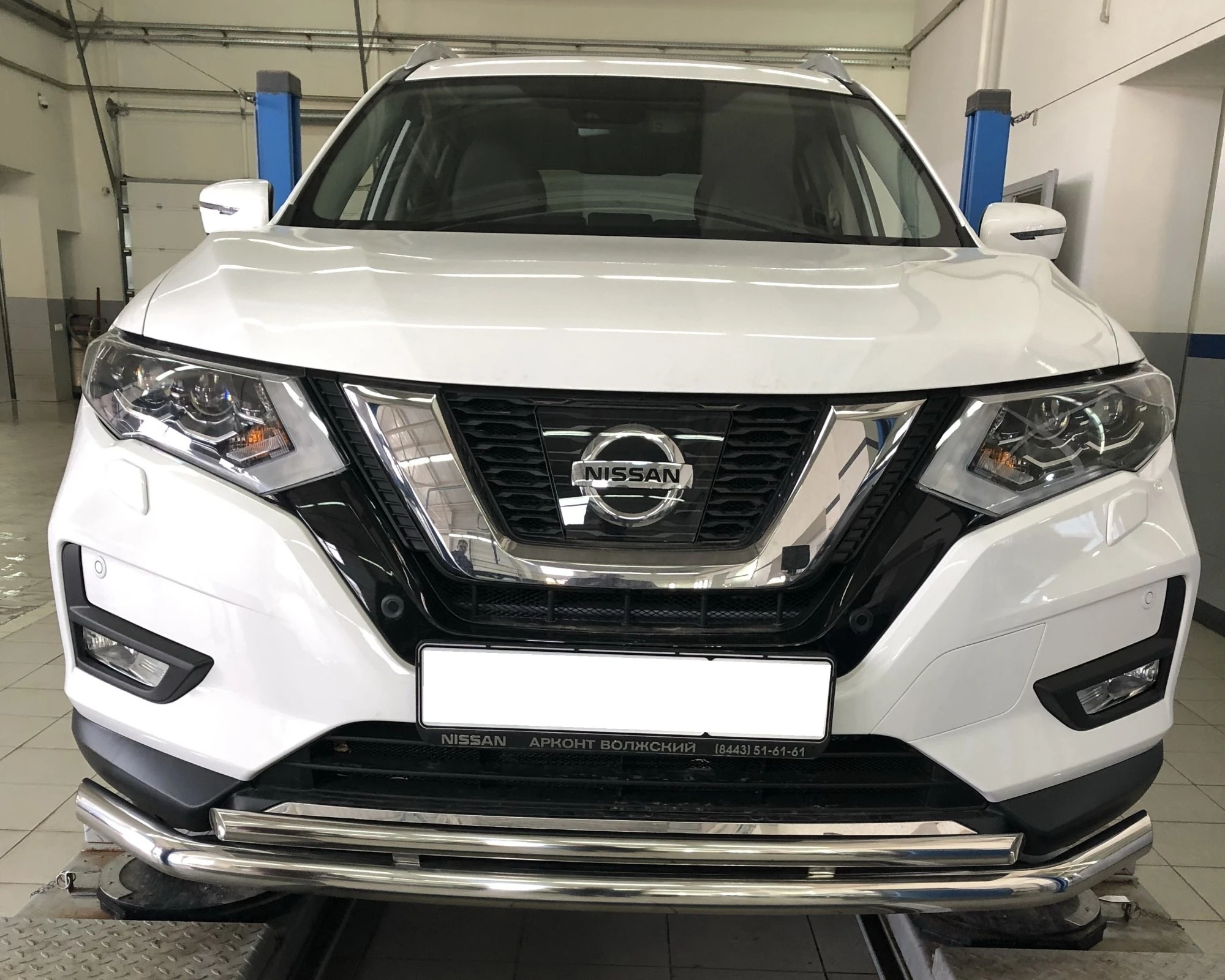 Защита переднего бампера двойная d60/42 мм для Nissan X-Trail III Рестайлинг  Юко NXT.18.04