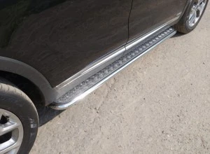 Пороги с площадкой 42,4 мм для Kia Sorento III Prime  ТСС KIASOR15-12
