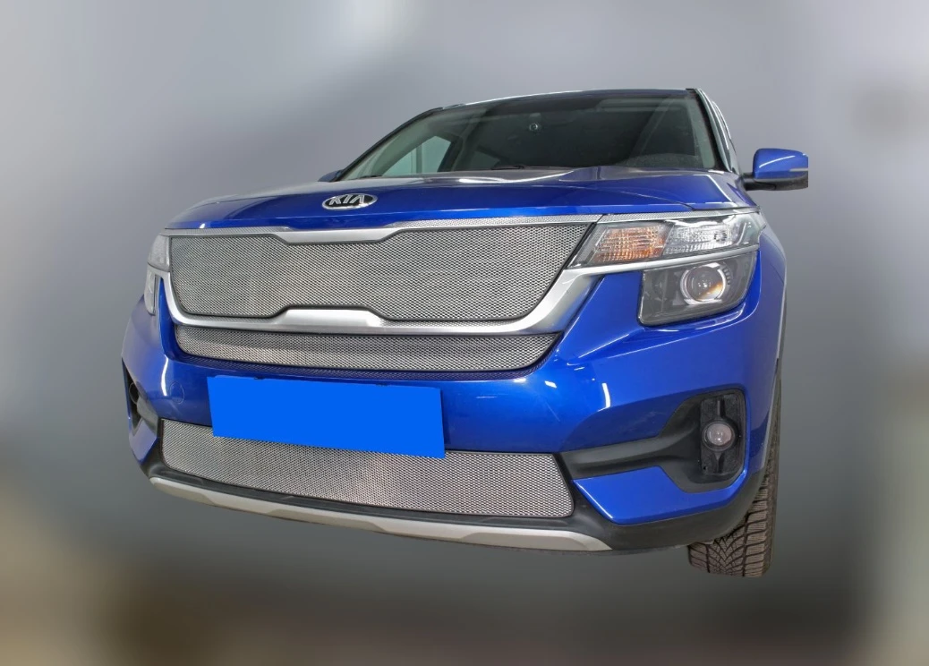 Комплект сеток chrome верх, низ с датчиком SCC, центр для Kia Seltos I Хром