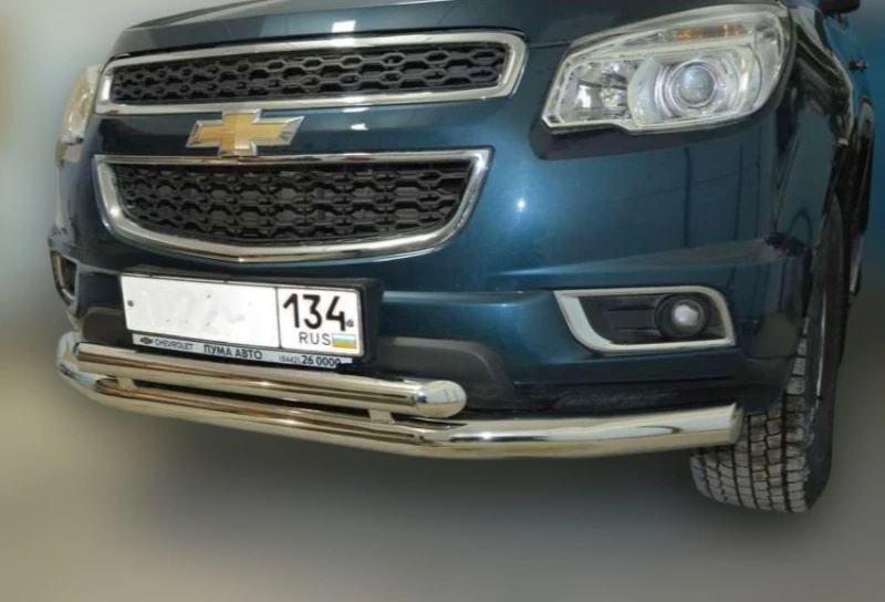 Защита переднего бампера двойная d76/60 мм для Chevrolet TrailBlazer II  Юко CTB.13.03