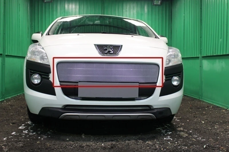Защитная сетка радиатора верх для Peugeot 3008 I Хром Стрелка 11 PEU3008.top.chrome