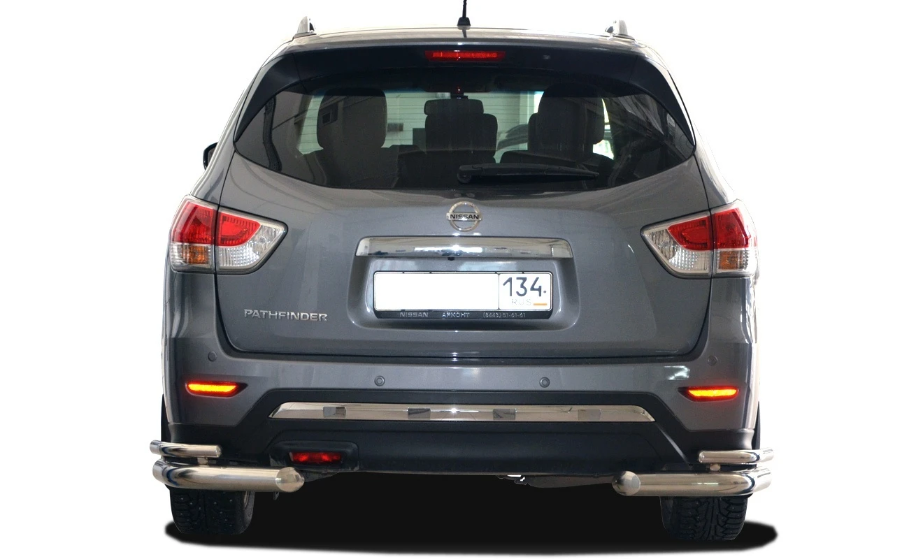 Защита заднего бампера угловая двойная d76/42 мм для Nissan Pathfinder IV  Юко NPF.15.20