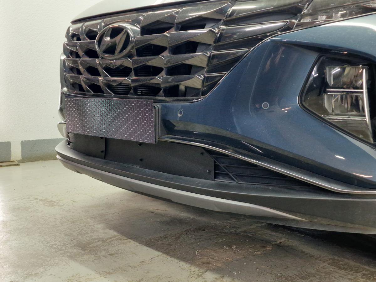 Зимняя заглушка радиатора на стяжке низ 2 части гибрид для Hyundai Tucson IV