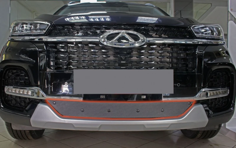Зимняя заглушка радиатора к съемной сетке низ для Chery Tiggo 8 I Рестайлинг Черный Стрелка 11 CHTIG8.bot