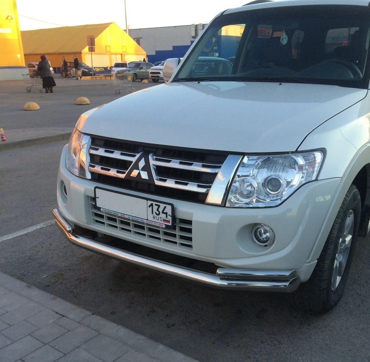 Защита переднего бампера двойная с гибами d76/42 мм для Mitsubishi Pajero IV Рестайлинг 2  Юко MSP4.12.01-71