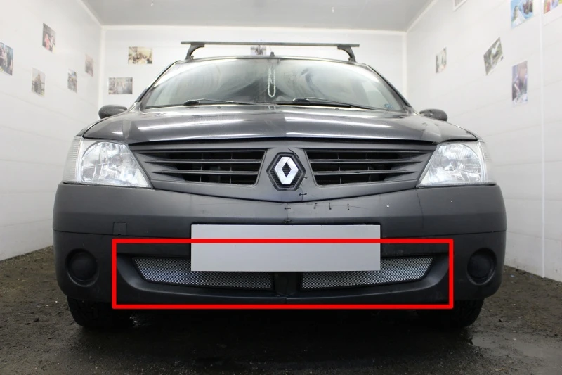 Защитная сетка радиатора низ для Renault Logan I Хром Стрелка 11 RLOG04.chrome