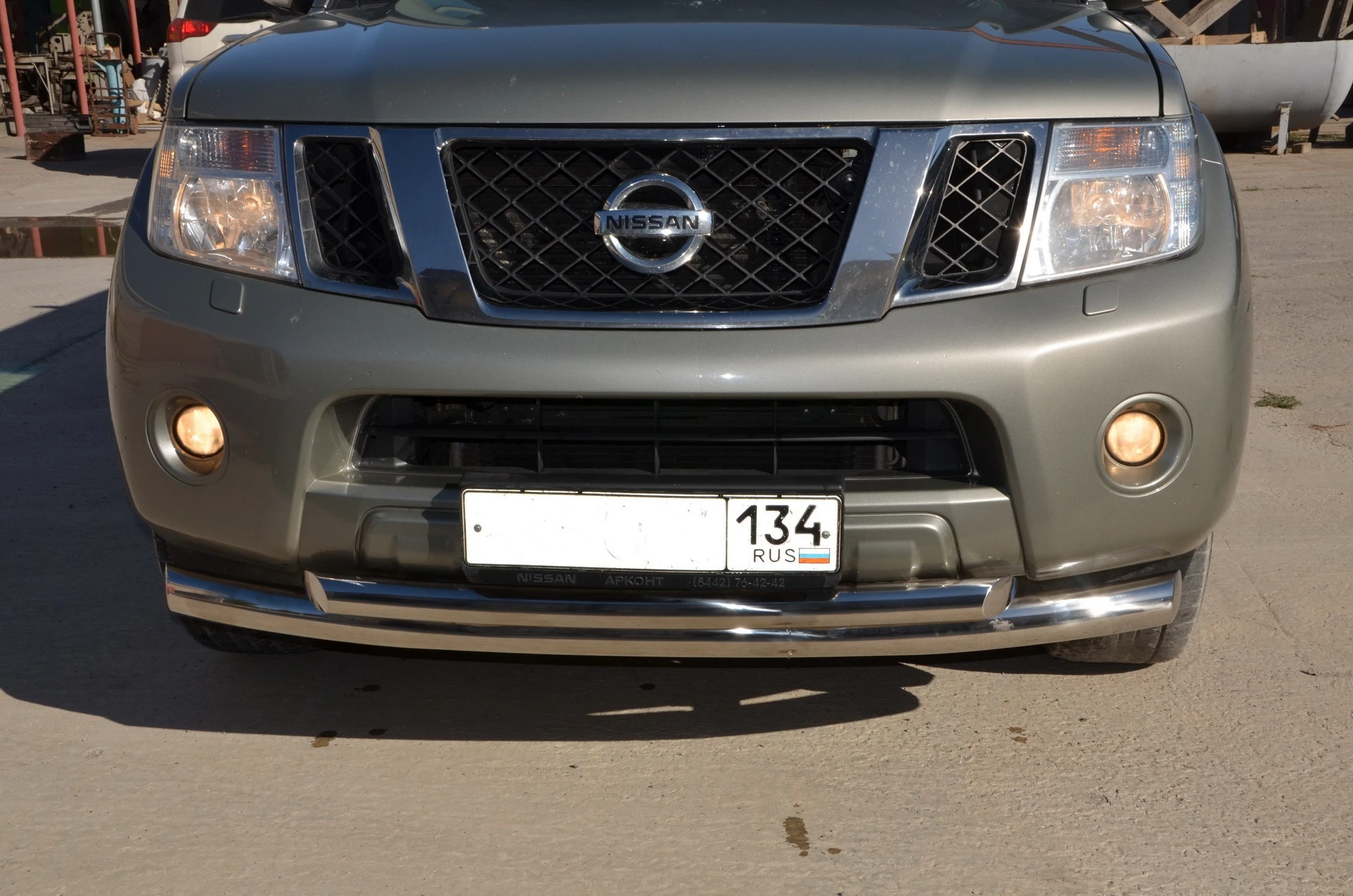 Защита переднего бампера двойная d76/60 мм для Nissan Pathfinder III Рестайлинг  Юко NPF.10.04