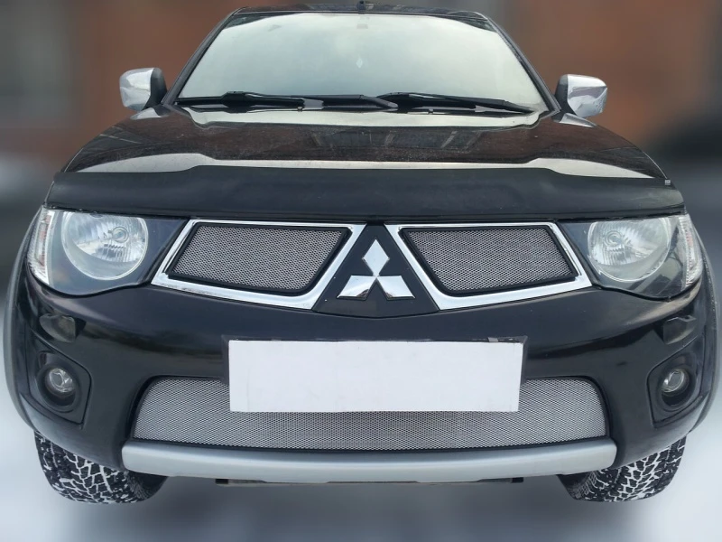 Комплект сеток chrome верх и низ для Mitsubishi L200 IV Хром Стрелка 11 MTL200.top.chrome-MTL200.bot.chrome