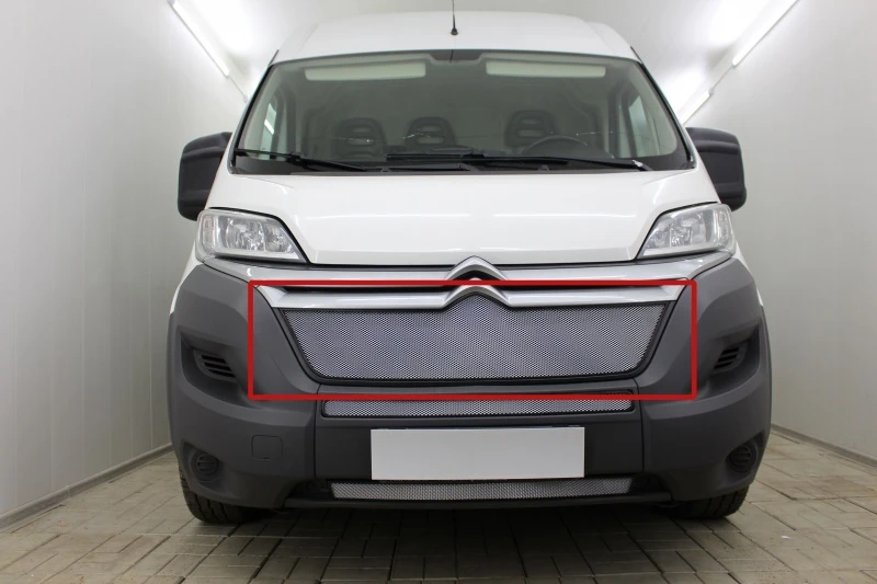 Защитная сетка радиатора верх для Citroen Jumper  II Рестайлинг Хром Стрелка 11 CJUMP14.top.chrome