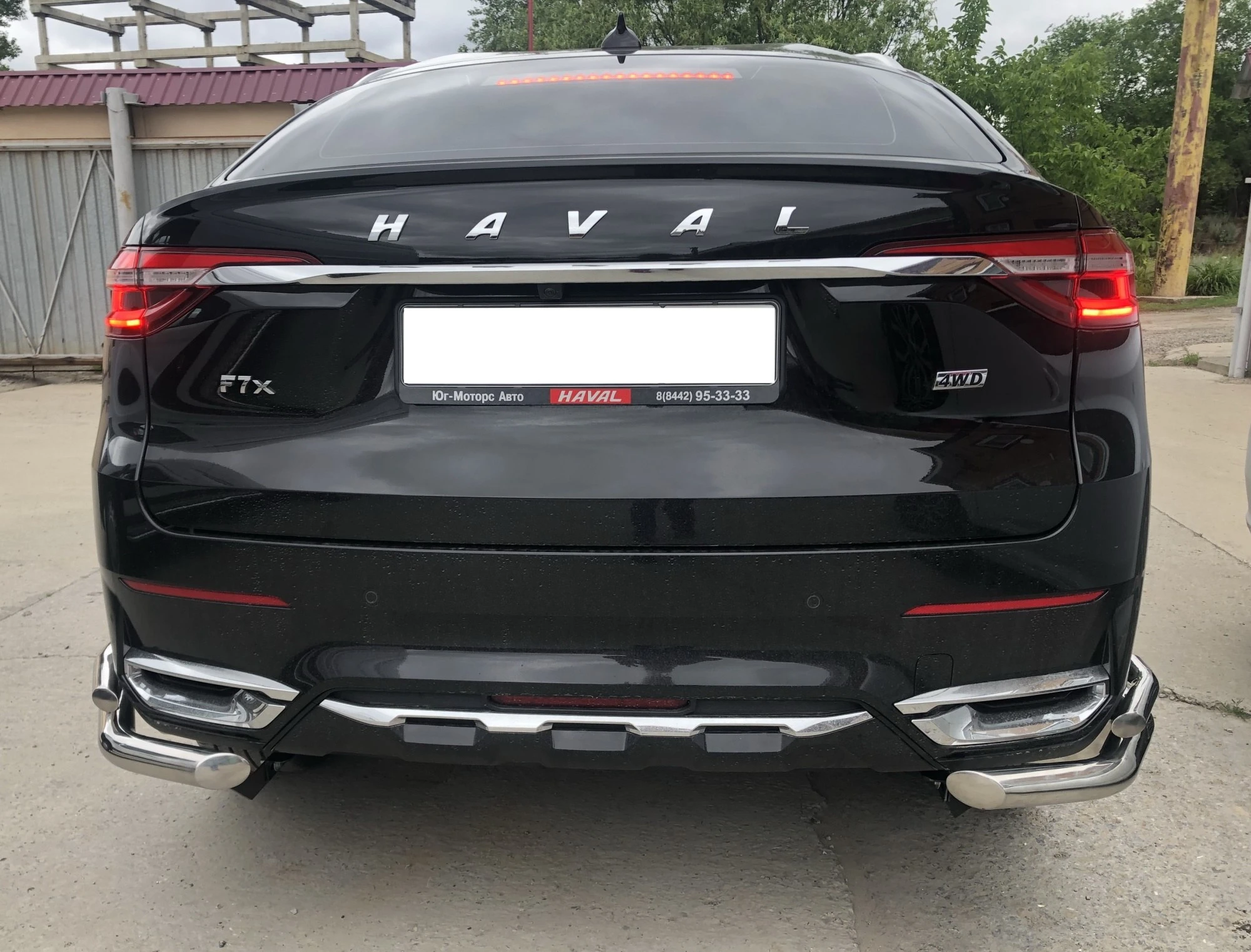 Защита заднего бампера угловая двойная d60/42 мм для Haval F7x I  Юко GWF7X.19.19
