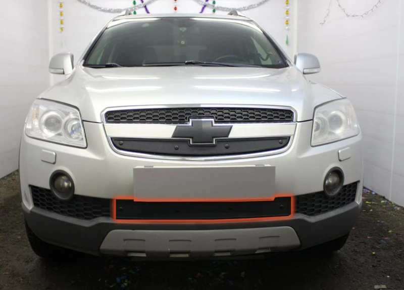 Зимняя заглушка радиатора к съемной сетке низ для Chevrolet Captiva I Черный Стрелка 11 CHCAP06.bot