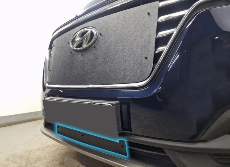 Зимняя заглушка радиатора на стяжке низ для Hyundai H-1 II Рестайлинг 2 Черный Стрелка 11 ZZ.HH117.bot