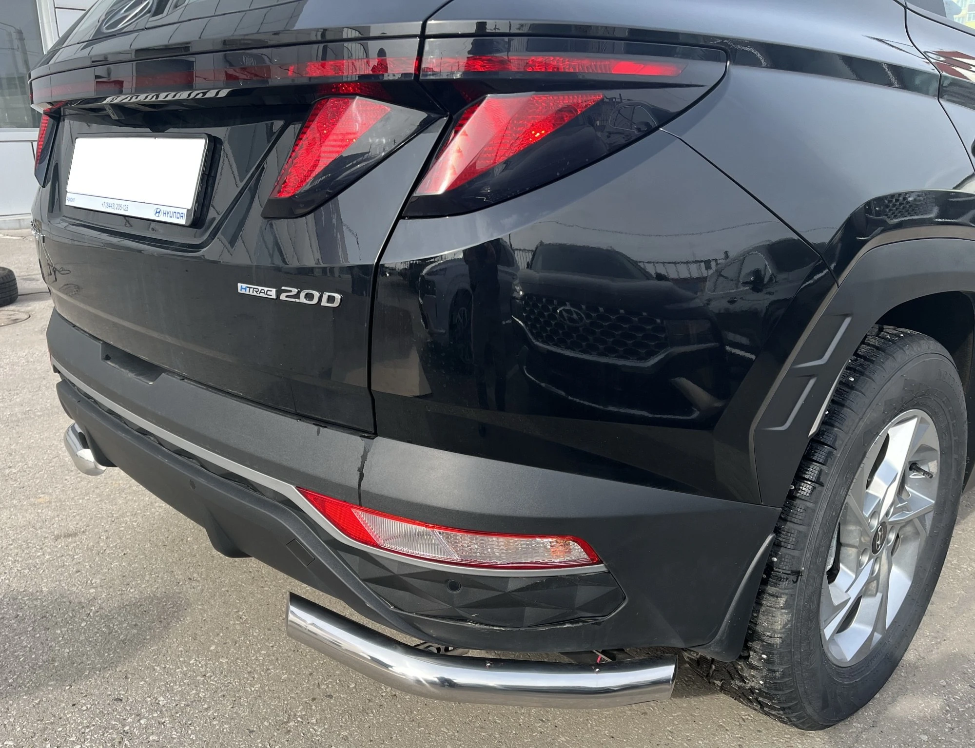 Защита заднего бампера угловая d60 мм для Hyundai Tucson IV  Юко HTUC.21.18