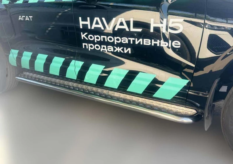 Пороги с накладным листом d53 мм для Haval H5 II  Юко HVH5.24.41