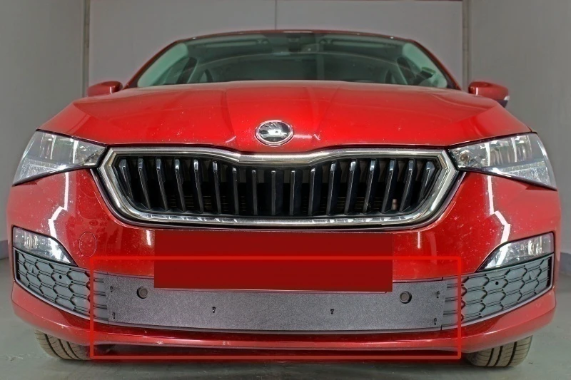 Зимняя заглушка радиатора на стяжке низ для Skoda Rapid II Черный Стрелка 11 ZZ.SKRAP20.park