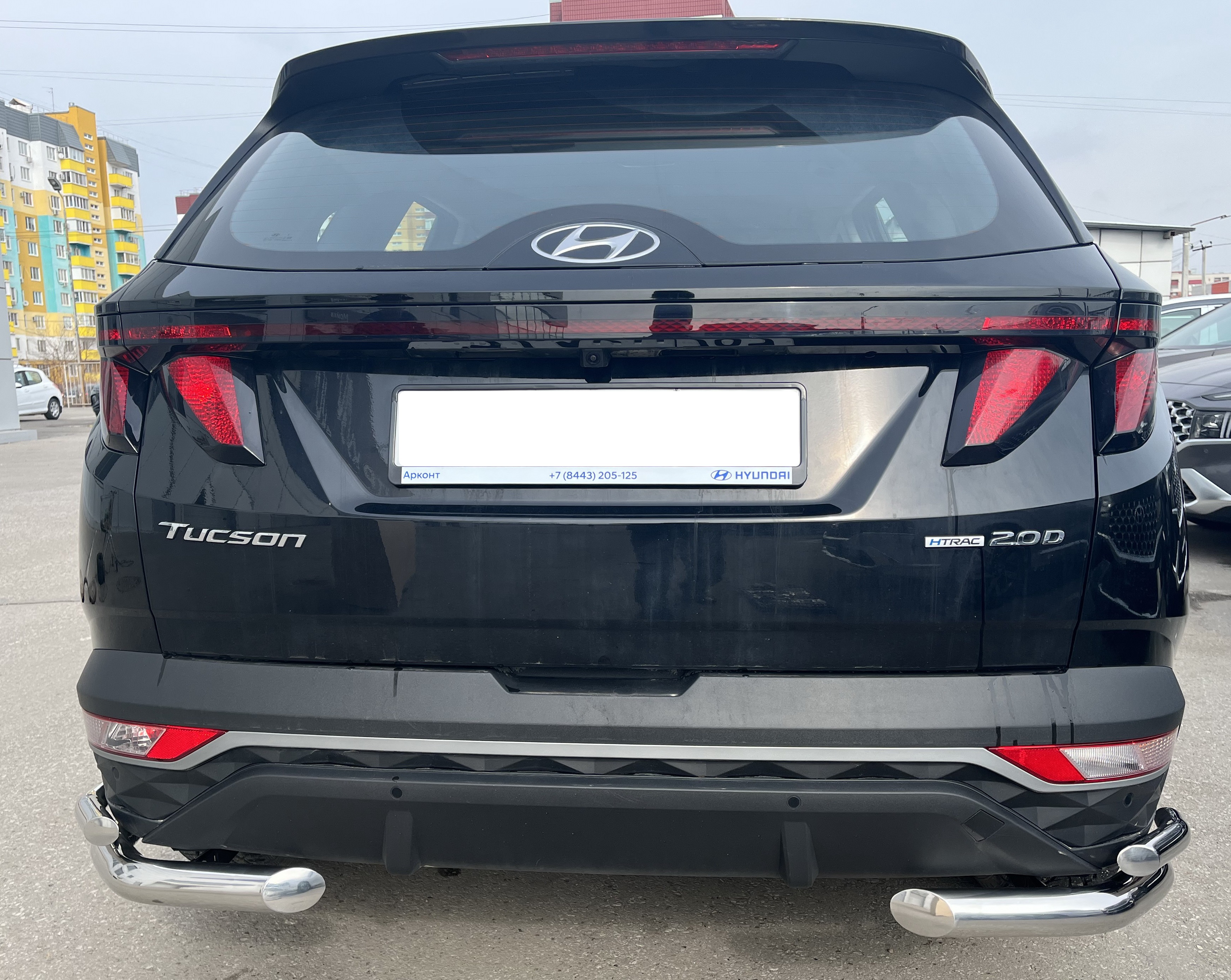 Защита заднего бампера угловая двойная d60/42 мм для Hyundai Tucson IV
