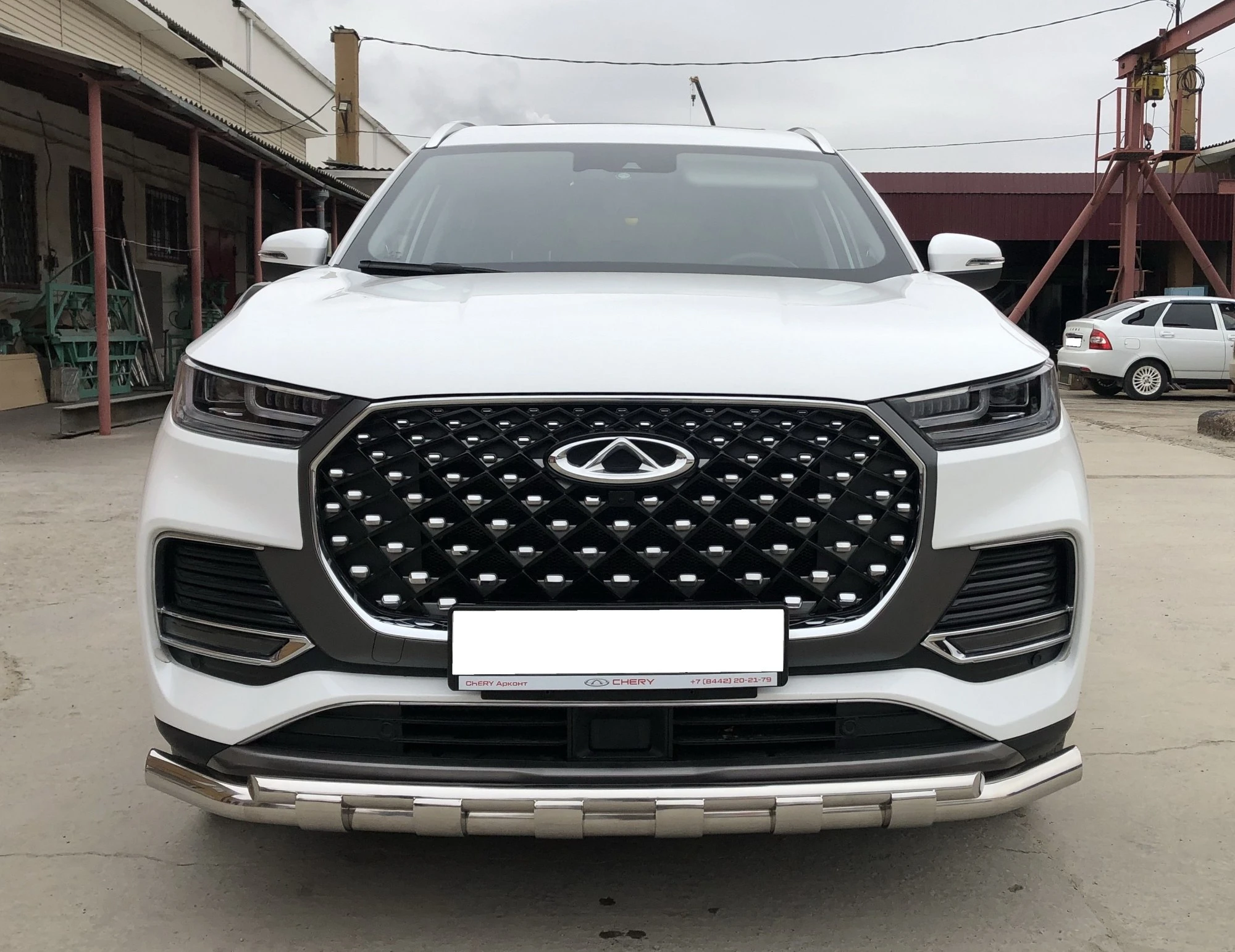 Защита переднего бампера двойная с перемычками d60/42 мм для Chery Tiggo 8 Pro Max  Юко CTGPM.8.22.75