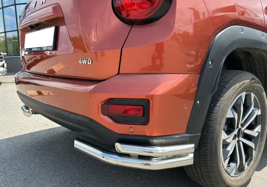 Защита заднего бампера угловая двойная d60/42 мм для Haval H7 I  Юко HVH7.25.20
