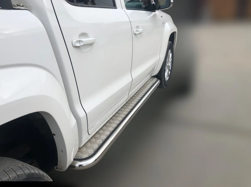 Пороги с накладным листом d60 мм для Volkswagen Amarok I Рестайлинг  Юко VWA.16.42